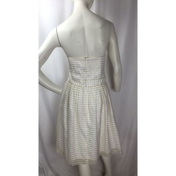 Lilly Pulitzer Strapless Metallic Gold White Stripe Beautiful Dress Sz.12 - Picture 3 of 5